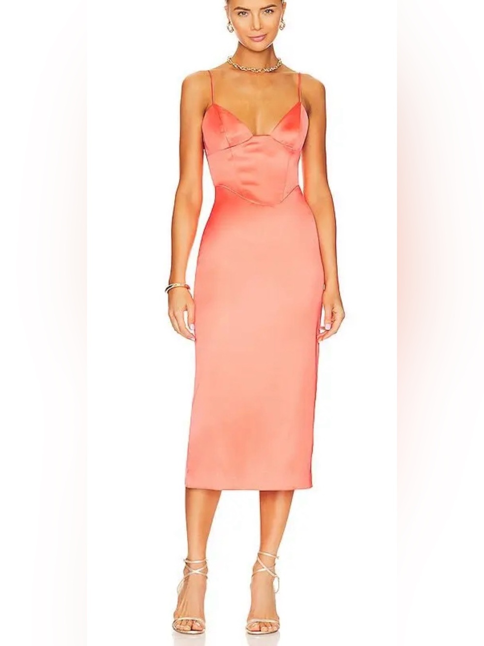 Bardot Ayla Midi Dress Orange Fizz Satin Corset NWT XL US 10